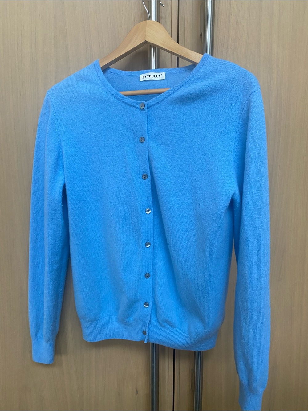 Sky Blue Button-Front Women's Sweater Cardigan Medium